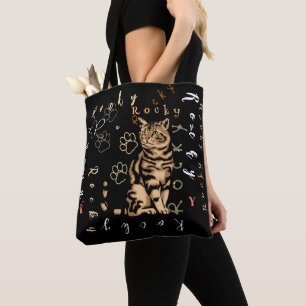 Bolso De Tela Nombre personalizado del Personalizado del gato ne