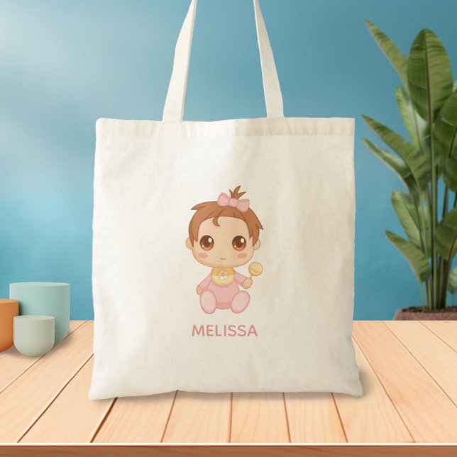 Bolso De Tela Nombre personalizado del rompecabezas rosado (Subido por el creador)