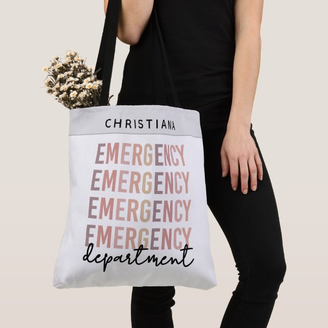 Bolso De Tela Nombre personalizado Departamento de emergencias E (Detalle)