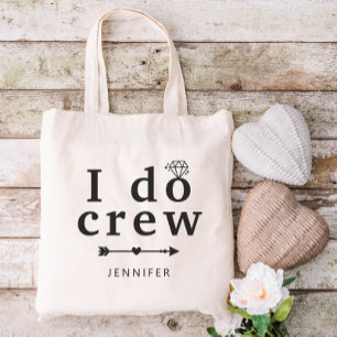 Bolso De Tela Nombre personalizado Diamante I Do Crew Boda