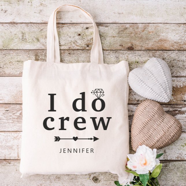 Bolso De Tela Nombre personalizado Diamante I Do Crew Boda (Subido por el creador)