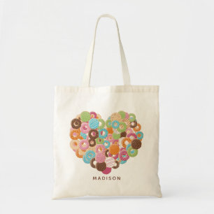 Bolso De Tela Nombre personalizado Donut Lover sacos de aleta