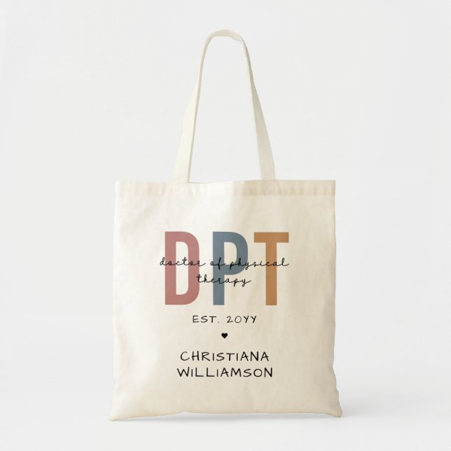 Bolso De Tela Nombre personalizado DPT Médica de Terapia Física (Frente)