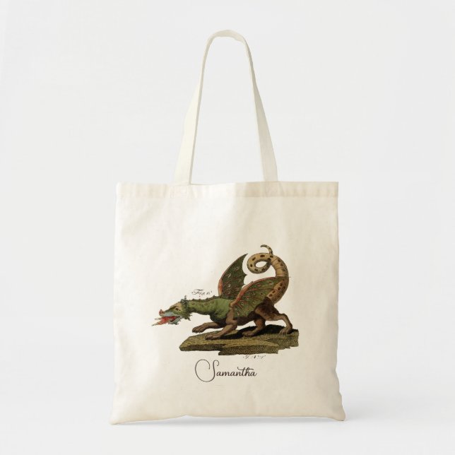 Bolso De Tela Nombre Personalizado Dragón de Renacimiento Mediev (Frente)