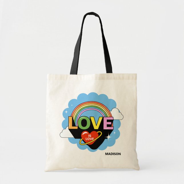 Bolso De Tela Nombre personalizado "El amor es amor" (Frente)