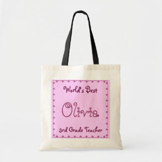 Bolso De Tela NOMBRE PERSONALIZADO: El mejor profesor de tercer