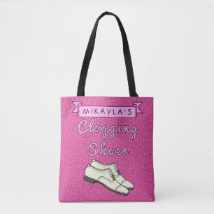 Bolso De Tela Nombre personalizado el rosado de obstrucción d