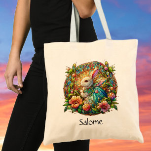 Bolso De Tela Nombre Personalizado Elegante Princess Easter Bunn
