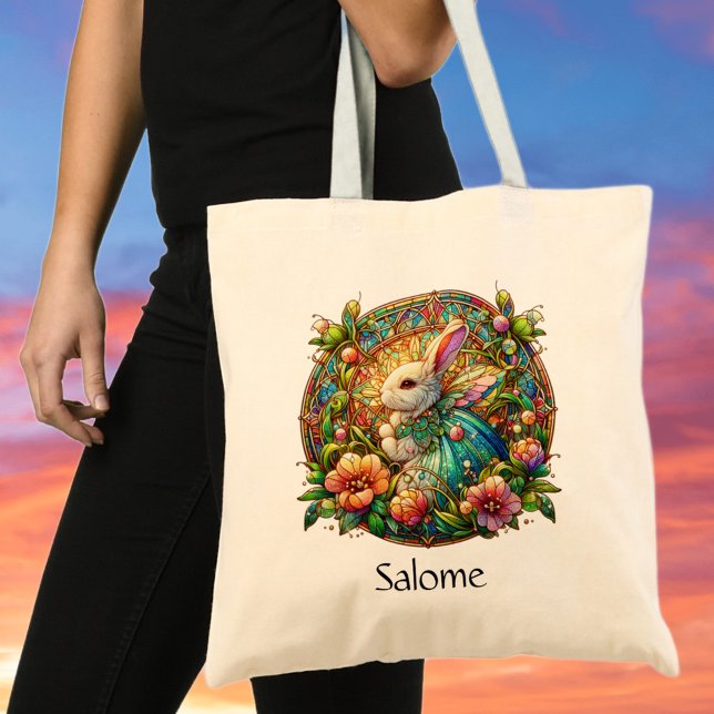 Bolso De Tela Nombre Personalizado Elegante Princess Easter Bunn (Subido por el creador)