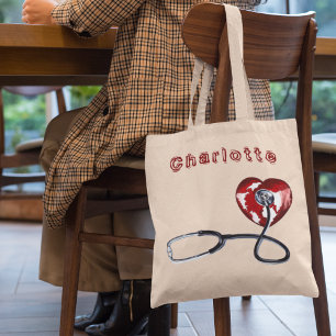 Bolso De Tela Nombre personalizado Enfermero Médico Stethoscope
