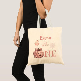 Bolso De Tela Nombre personalizado es un Pinkoween lindo y espel