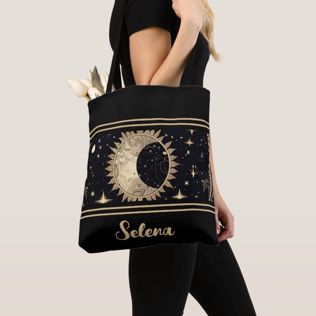 Bolso De Tela Nombre personalizado Estrellas celestes Sun Moon (Detalle)