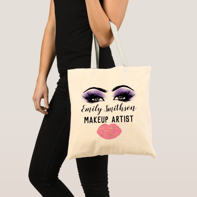 Bolso De Tela Nombre personalizado Eyelashes maquillaje Artista  (Anverso (producto))