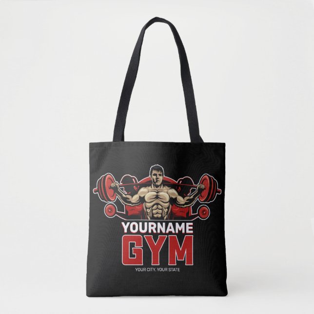 Bolso De Tela NOMBRE Personalizado Fitness Home GYM Levantamient (Anverso)