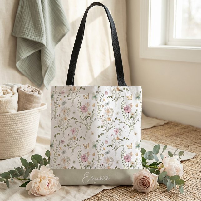 Bolso De Tela Nombre personalizado floral de flor silvestre (Subido por el creador)