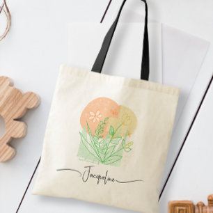 Bolso De Tela Nombre personalizado floral Vintage Bridesmaid
