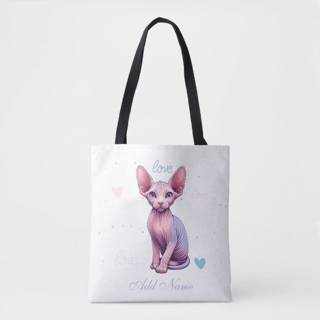 Bolso De Tela Nombre personalizado Foto recortada Sfinx Cat pers (Anverso)