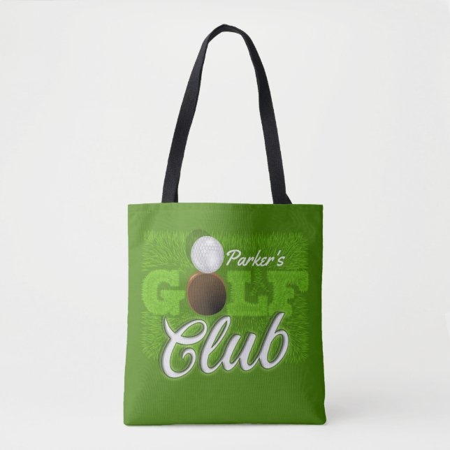 Bolso De Tela NOMBRE Personalizado Golf Green Golf Course Club (Anverso)