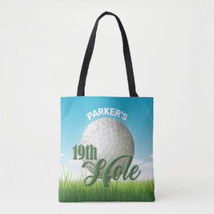 Bolso De Tela NOMBRE personalizado Golfer Golf Pro Ball 19th Hol