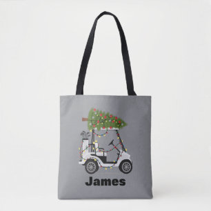 Bolso De Tela Nombre Personalizado Golfista Navidad Carro de Gol