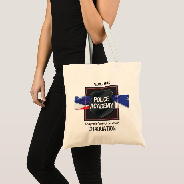 Bolso De Tela Nombre personalizado, graduación de la Academia de (Anverso (producto))