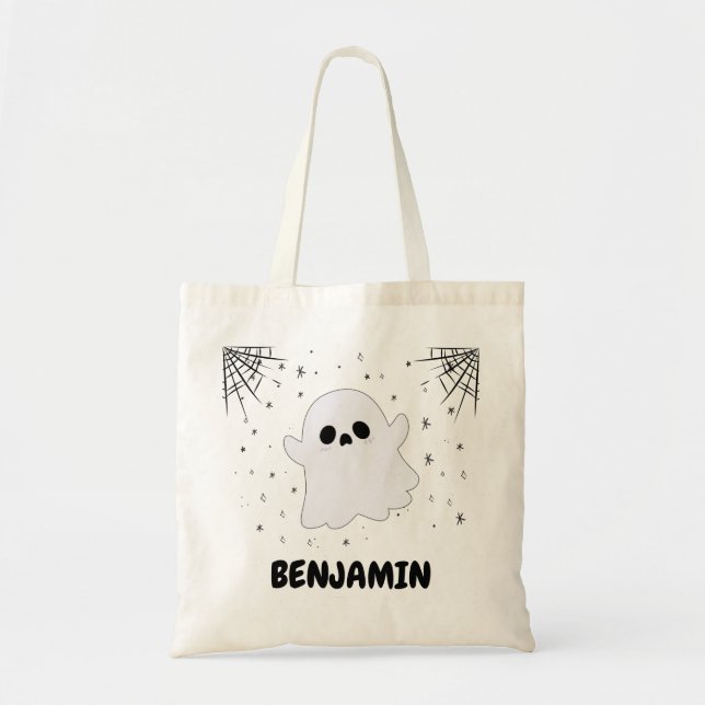 Bolso De Tela Nombre personalizado Halloween Fantasmas Trick o T (Frente)
