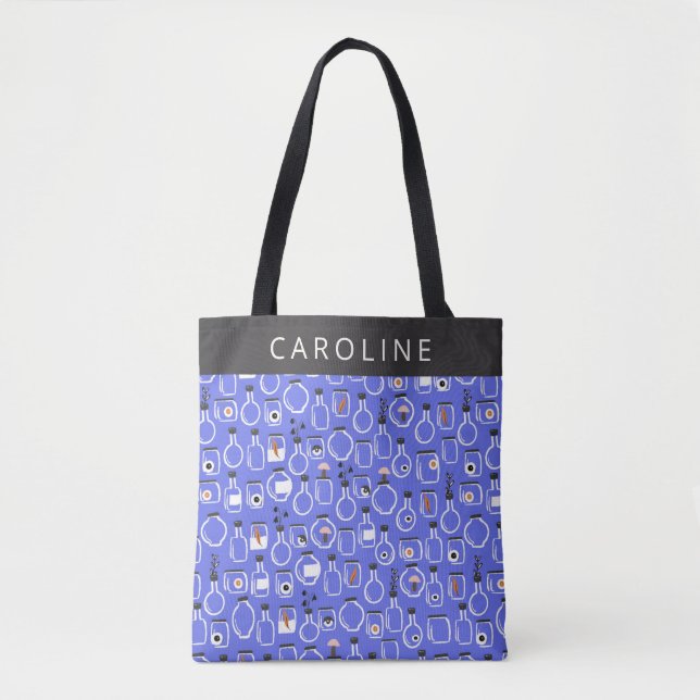 Bolso De Tela Nombre personalizado Halloween Purple Mad Scientis (Anverso)