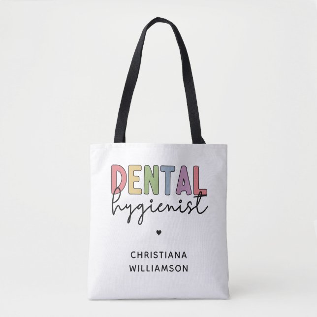 Bolso De Tela Nombre personalizado Higienista dental Regalos RDH (Anverso)