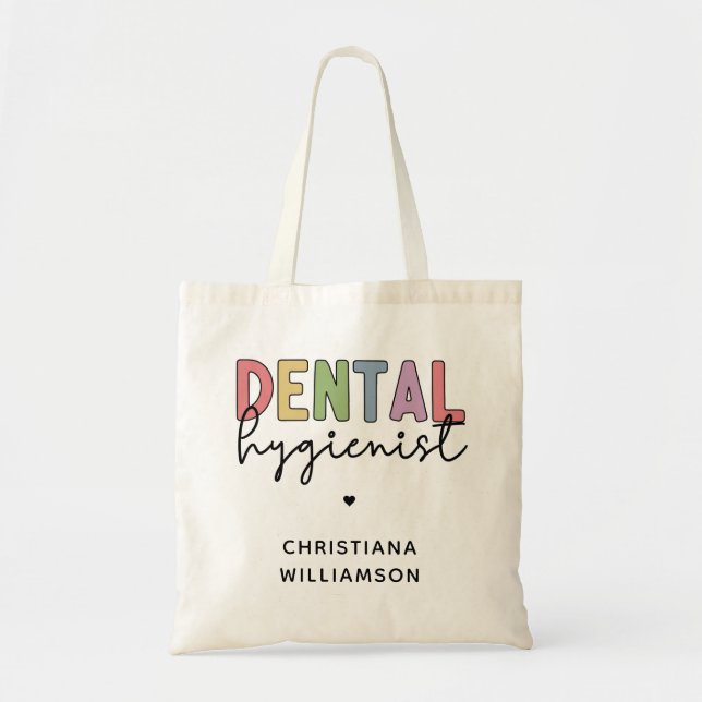 Bolso De Tela Nombre personalizado Higienista dental Regalos RDH (Frente)