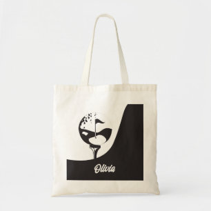Bolso De Tela Nombre personalizado Hola Golf blanco y negro