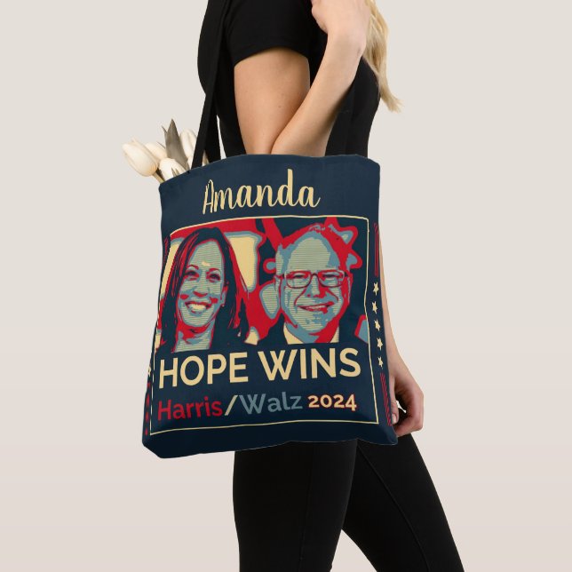 Bolso De Tela Nombre personalizado - Hope Wins Harris Walz 2024  (Detalle)