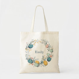 Bolso De Tela Nombre Personalizado Huevo Floral Huevos Wreath Ea