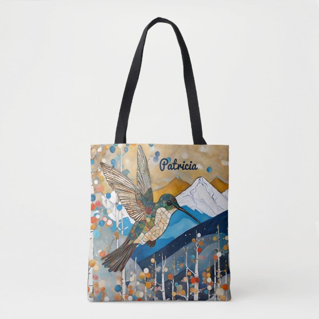Bolso De Tela Nombre personalizado Hummingbird (Anverso)