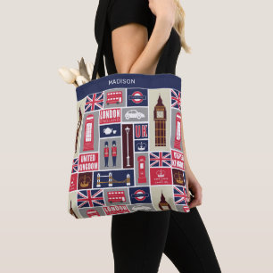Bolso De Tela Nombre personalizado Iconos del Reino Unido de Lon