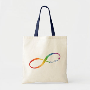 Bolso De Tela Nombre personalizado Infinito arcoiris