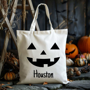 Bolso De Tela Nombre Personalizado Jack O Lantern Calabaza Trick