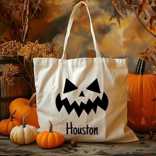 Bolso De Tela Nombre Personalizado Jack O Lantern Calabaza Trick (Subido por el creador)
