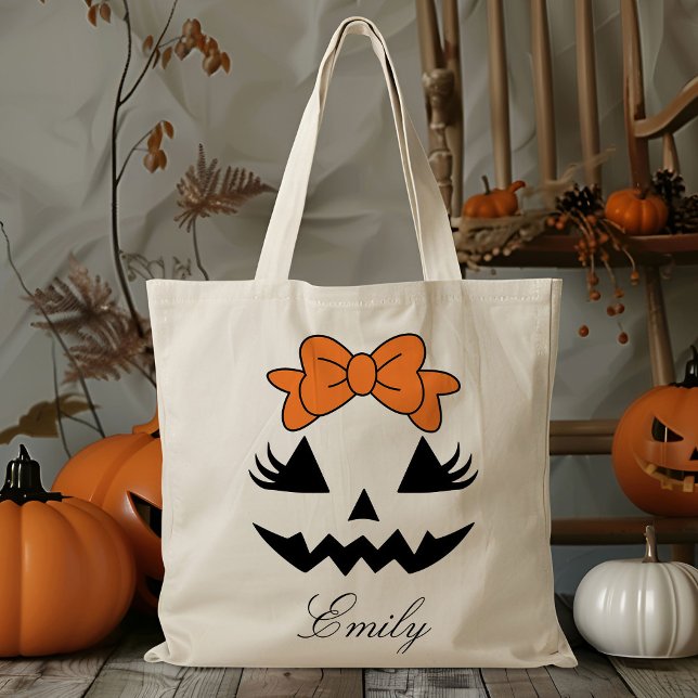 Bolso De Tela Nombre Personalizado Jack O Lantern Calabaza Trick (Subido por el creador)