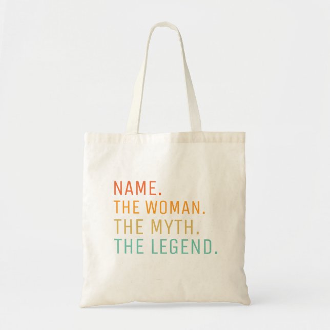 Bolso De Tela Nombre Personalizado La Mujer El Mito La Leyenda (Frente)