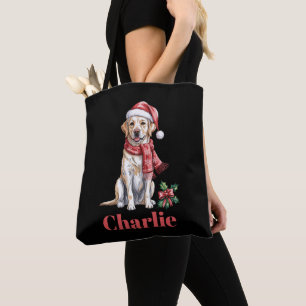 Bolso De Tela Nombre Personalizado Labrador Retriever Navidad