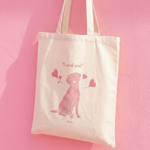 Bolso De Tela Nombre personalizado Labrador rosa Día de la Madre