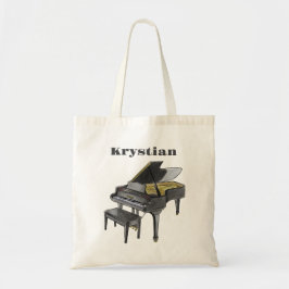 Bolso De Tela Nombre personalizado Lección de piano de cola eleg