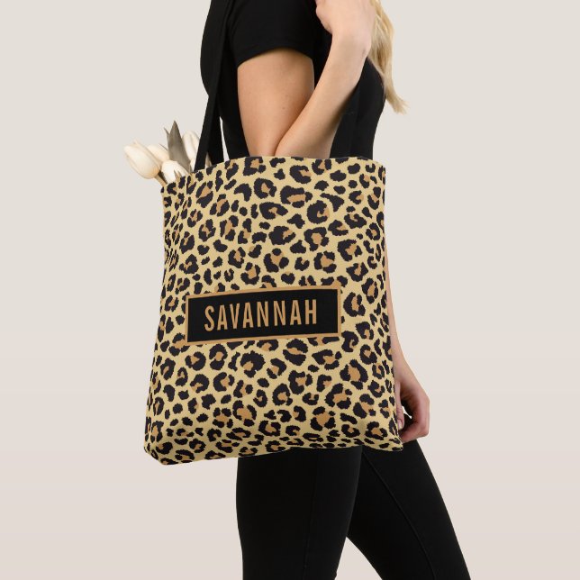 Bolso De Tela Nombre personalizado Leopardo Patrón de impresión  (Detalle)