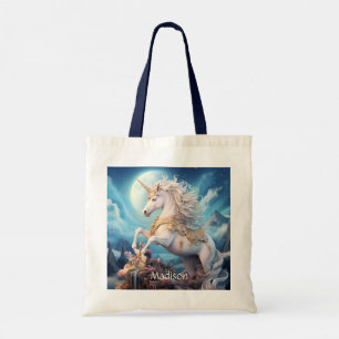 Bolso De Tela Nombre personalizado lindo unicornio