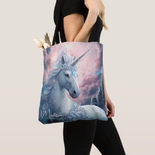 Bolso De Tela Nombre personalizado lindo unicornio