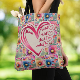 Bolso De Tela Nombre Personalizado Mamá Niños Florales Por Toda 