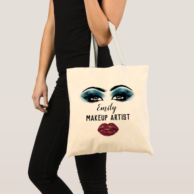 Bolso De Tela Nombre personalizado maquillaje Artista Kiss Novia (Anverso (producto))