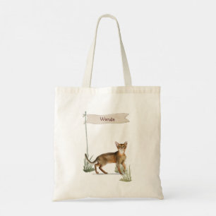 Bolso De Tela Nombre personalizado Mascota de gato abysiniano To