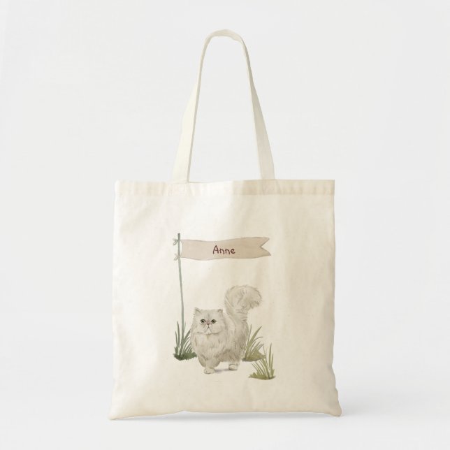 Bolso De Tela Nombre personalizado Mascota de gato persa (Frente)