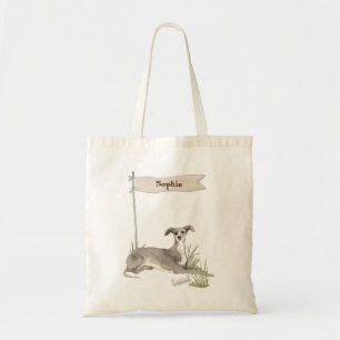 Bolso De Tela Nombre personalizado Mascota italiano Greyhound Pe